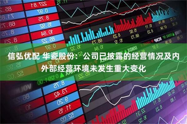 信弘优配 华瓷股份：公司已披露的经营情况及内外部经营环境未发生重大变化